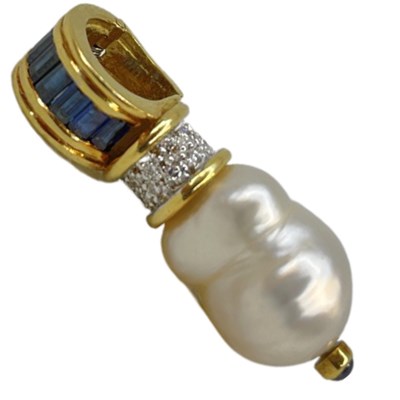 Lot 68 - A Sapphire, Diamond and Baroque Pearl Necklace Enhancer