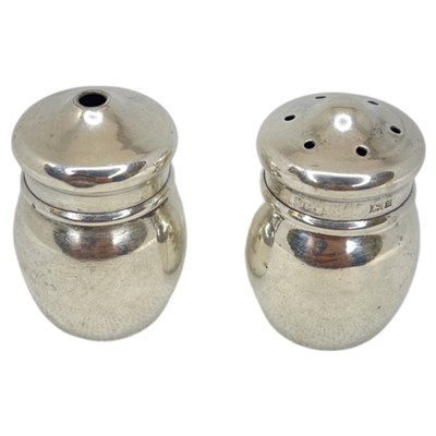 Lot 166 - Pair Miniature Silver Salt and Pepper Pots. 14 g. Birmingham 1971