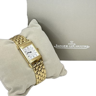 Lot 163 - A late 20th century 18ct gold wristwatch. Jaeger-le Coultre, "Reverso"