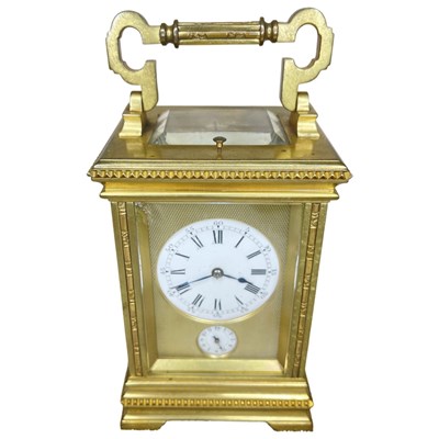 Lot 149 - A late 19th century French repeating Carriage clock, with alarm.