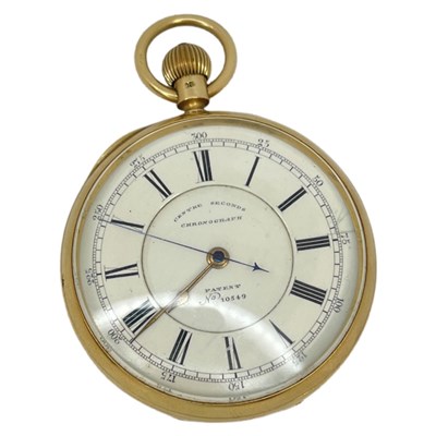 Lot 164 - A late 19th century 18ct gold, open face, keyless, centre seconds lever chronograph