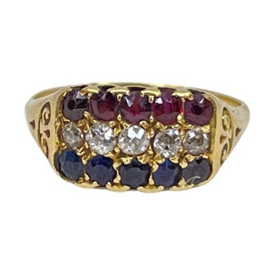 Lot 5 - A Victorian Ruby, Diamond and Sapphire Ring.