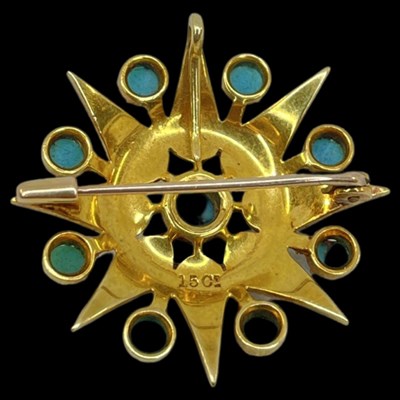 Lot 20 - A Victorian Split Pearl and Turquoise Star Brooch.