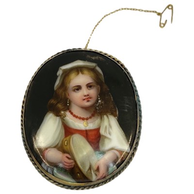 Lot 23 - A Victorian Hand Painted Porcelain Brooch.