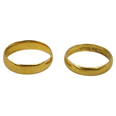 Lot 83 - two 22ct Gold Band Rings, 8 g