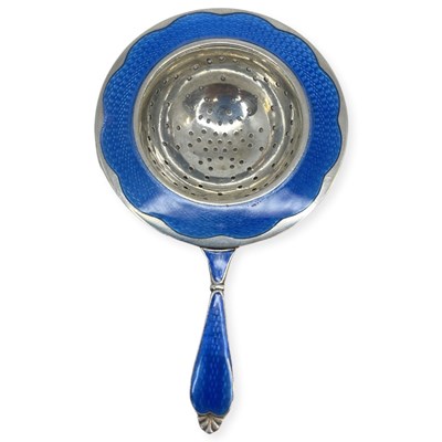 Lot 29 - Silver and Enamelled Strainer. 34 g.  Marked 925 S