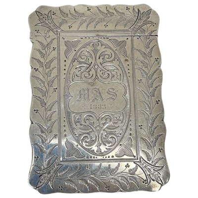 Lot 67 - Silver Card Case with Chased Decoration. 65 g. Birmingham 1878, Maker RT