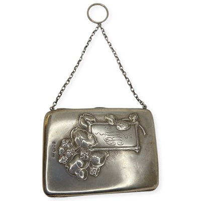 Lot 9 - Chester Silver Art Nouveau Chatelaine Laether Lined Aide Memoire/Wallet. 137 g.