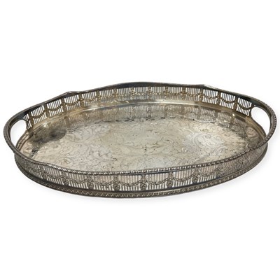 Lot 12 - Oval Silver Plated Galleried Tray. The Cutlers Company